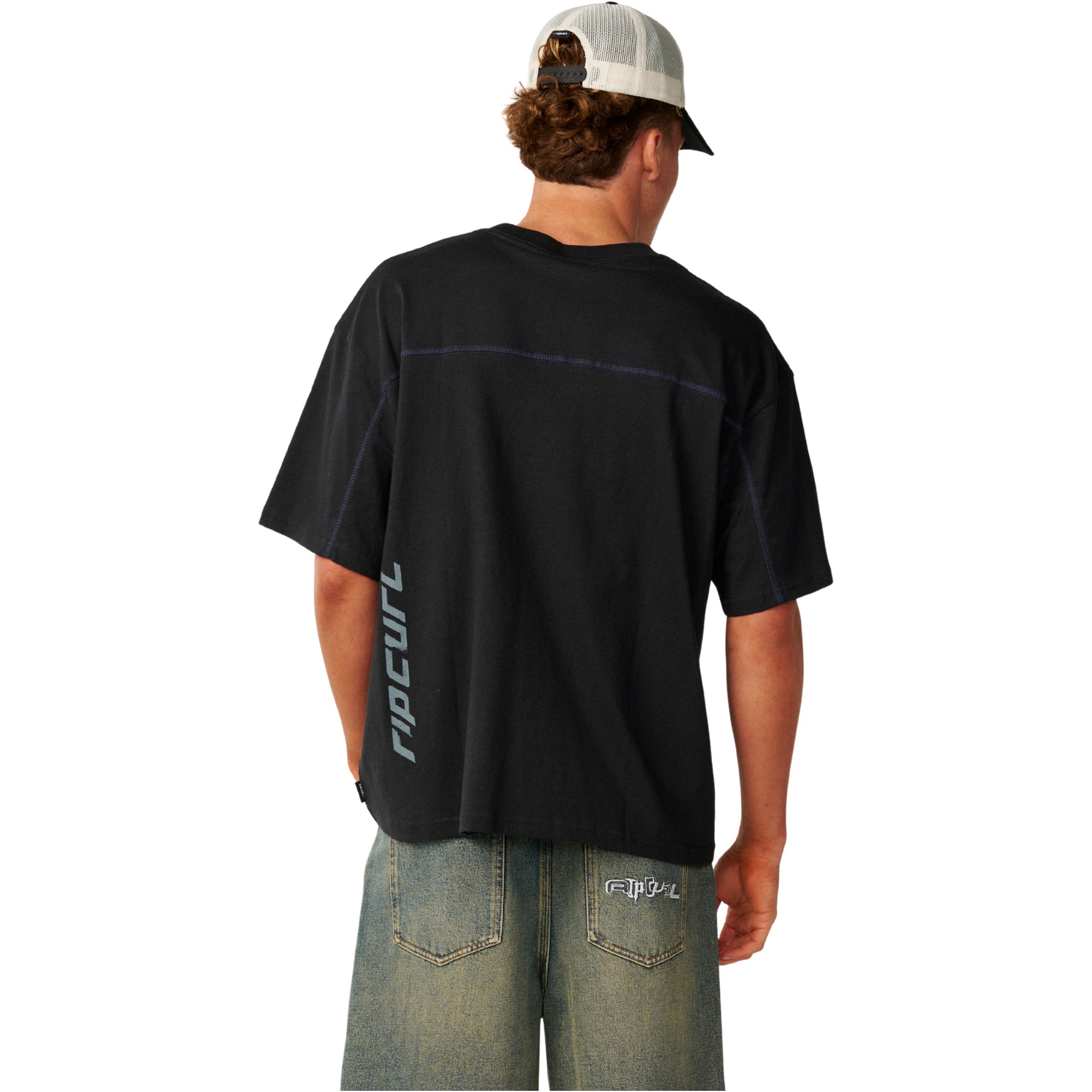 2026 Rip Curl Mens Archive Thrashed Panel T-Shirt 12OMTE - Black